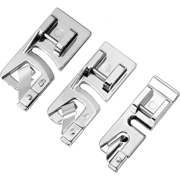 OWNTIDE 3-Pack Rolled Hem Presser Foot Set (3/4/6mm) for Singer, Brother, Janome, Kenmore Sewing Machines - Durable Stainless Steel