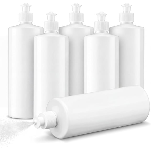 OWNTIDE 6-Pack 16oz HDPE Squeeze Bottles w/Push-Pull Cap for Lotions, Shampoo, Condiments, Oils & More - Leakproof, Refillable Multi-Use Containers