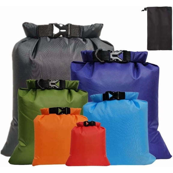 OWNTIDE 6-Pack Waterproof Dry Bags for Kayaking, Rafting, Boating, Camping - Lightweight Outdoor Dry Sacks (1.5L-8L)