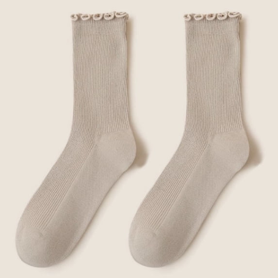 OWNTIDE 6-Pack Women's Cotton Crew Socks, Soft Breathable Aesthetic Casual Athletic Socks for US Size 5-9