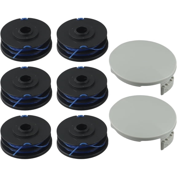 OWNTIDE 6 Spools + 2 Caps Trimmer Line Kit – 27ft 0.060" Nylon Cord Replacement Spool for Ryobi RLT4027, RLT4125, RLT5027, RLT5127, RLT6030, RLT6130 String Trimmers