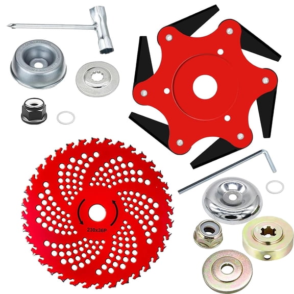 OWNTIDE 65Mn Steel Trimmer Head w/ 6 Razor Blades & 36T Brush Cutter, Adapter Kit for Stihl, Husqvarna, Echo, Redmax