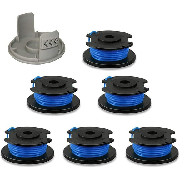 OWNTIDE AC14RL3A Spool Replacement for Ryobi 18V 24V 40V Cordless Trimmer, 0.065" 11ft Auto Feed Line, 6 Spools & 1 Cap
