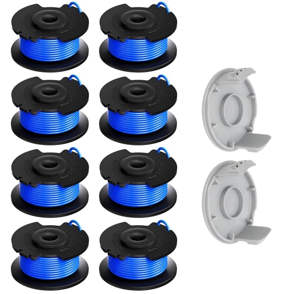 OWNTIDE AC14RL3A Trimmer Spool Line 0.065" for Ryobi 18V 24V 40V Cordless Weed Eater, 8-Pack 11ft String & 2 Caps