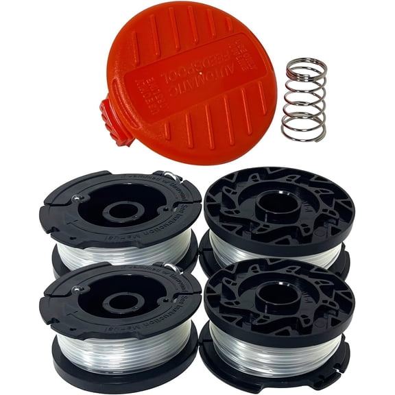 OWNTIDE AF-100 Replacement Spool for Black & Decker Trimmer/Edger - 4-Pack 0.065" Line, Cap & Spring Kit for LSTE525 LST300 LCC340C LST136 LST140C LCC222 LST201 LST522
