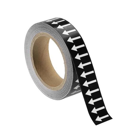 OWNTIDE Directional Pipe Flow Arrow Adhesive Tape Pipeline Arrow Stickers 1-1/5 Inch x 65 Ft Pipe Identification Marking Labels for Pipe Flow Markers, White on Black