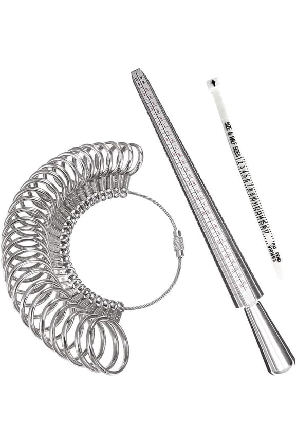 Ring Sizer Measuring Tool Kit w/ Magnifying Glass, Mandrel & 27pc Gauges for Jewelry Sizing, US 0-17