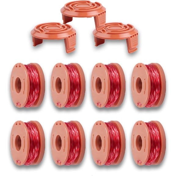 OWNTIDE WA0010 Trimmer Spool Line for Worx Weed Eater, 0.065" Auto Feed String, Polyamide Nylon, 8 Spools + 3 Caps