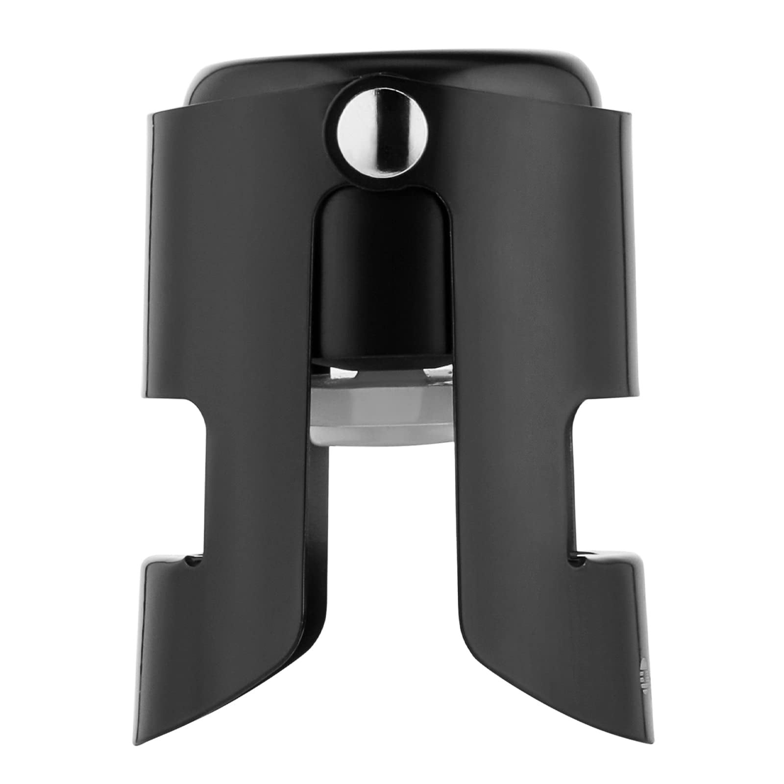OWO Champagne Stopper, Stainless Steel Bottle Plug Sealer for Sparkling Wine, Superior Leak-Proof Bubble Retaining Saver, No Sharp Edge, No Spill, Fizz Saver, Passed Press Test (1 pack，Black)