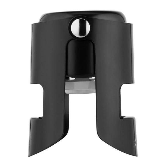 OWO Champagne Stopper, Stainless Steel Bottle Plug Sealer for Sparkling Wine, Superior Leak-Proof Bubble Retaining Saver, No Sharp Edge, No Spill, Fizz Saver, Passed Press Test (1 pack,Black)
