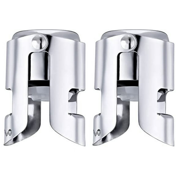 OWO Champagne Stopper with Stainless Steel, Champagne Saver Plug with Food Grade Silicone, Reusable Bottle Sealer Keeps Champagne Fresh, Best Champagne Accessories Gift (2packsliver)