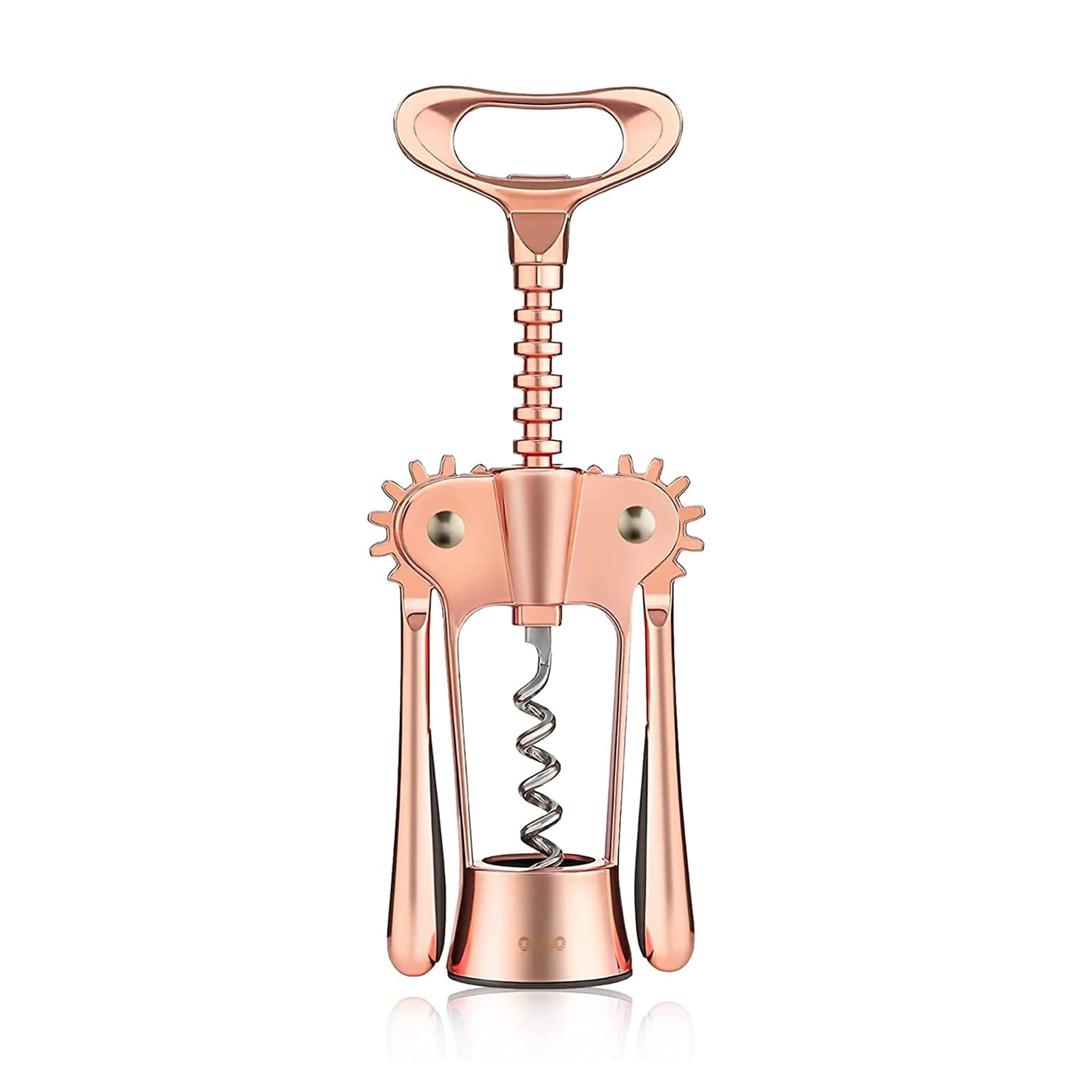 OWO Wine Opener Set Wing Corkscrew with Wine Foil Cutter and Wine Stoppers Used in Kitchen Restaurant Chateau and Bars Stainless Steel (Wine Opener Set, Rosegold)