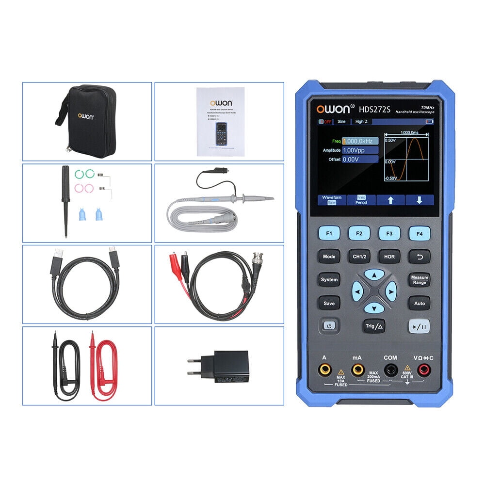 OWON HDS272S Handheld Oscilloscope,20000 Counts Digital Multimeter, 2