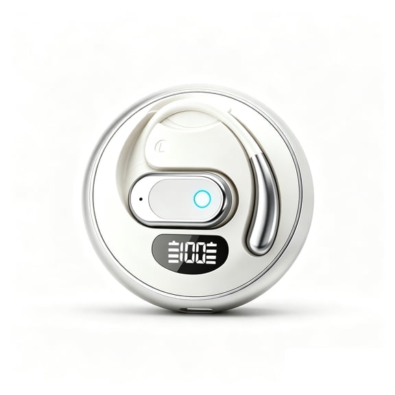 OWS Earbuds Open Ear Bluetooth Headphones, Wireless Ear Hooks with Digital Battery Display Charger Case, Earphones for Running, Gym and Travel