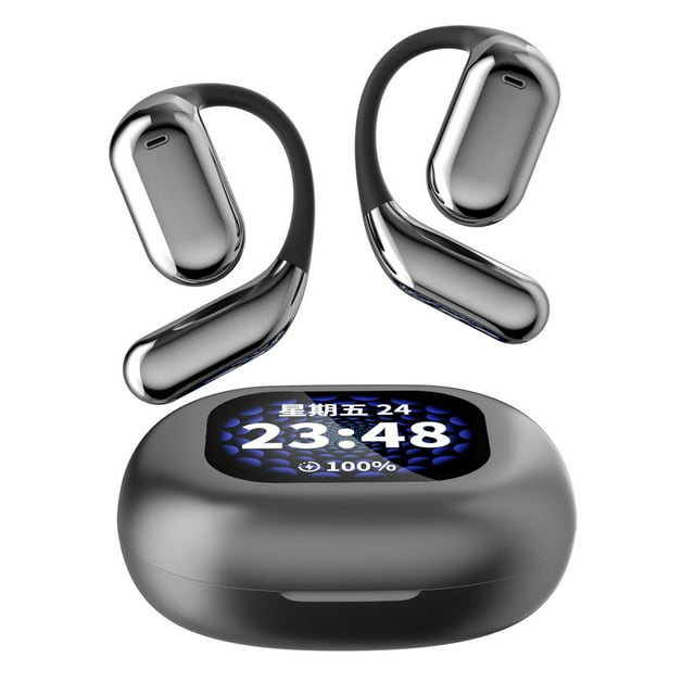 OWS Q16 Pro Open-Ear Earbuds - Bluetooth 5.4, ANC, 40H Battery Life, Full-Color LCD Screen, True Wireless Design for Music, Calls & Gaming