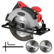 OWSOO 12A 5500RPM Corded Circular Saw with 7-14'' Circular and Guide Max Cutting Depth 2.45'' (90°), 1.81'' (45°) for Wood and Log Cutting 3