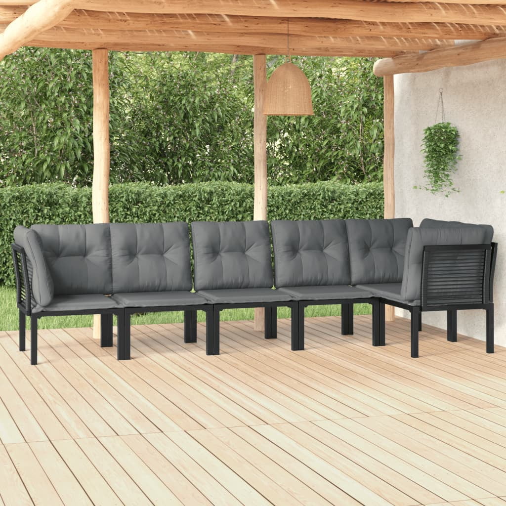 OWSOO 6 Piece Patio Set Black and Gray Poly Rattan