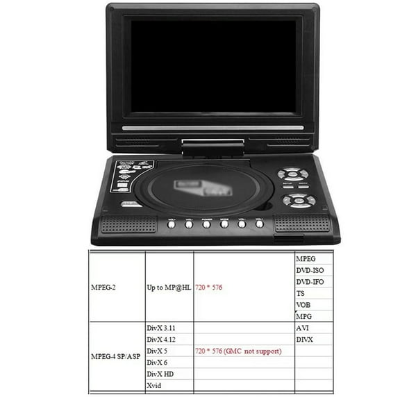 OWSOO 7.8 Inch 16:9 Widescreen 270 Rotatable LCD Screen Home Car TV DVD Player Portable VCD Compact Disc MP3 Viewer with Function