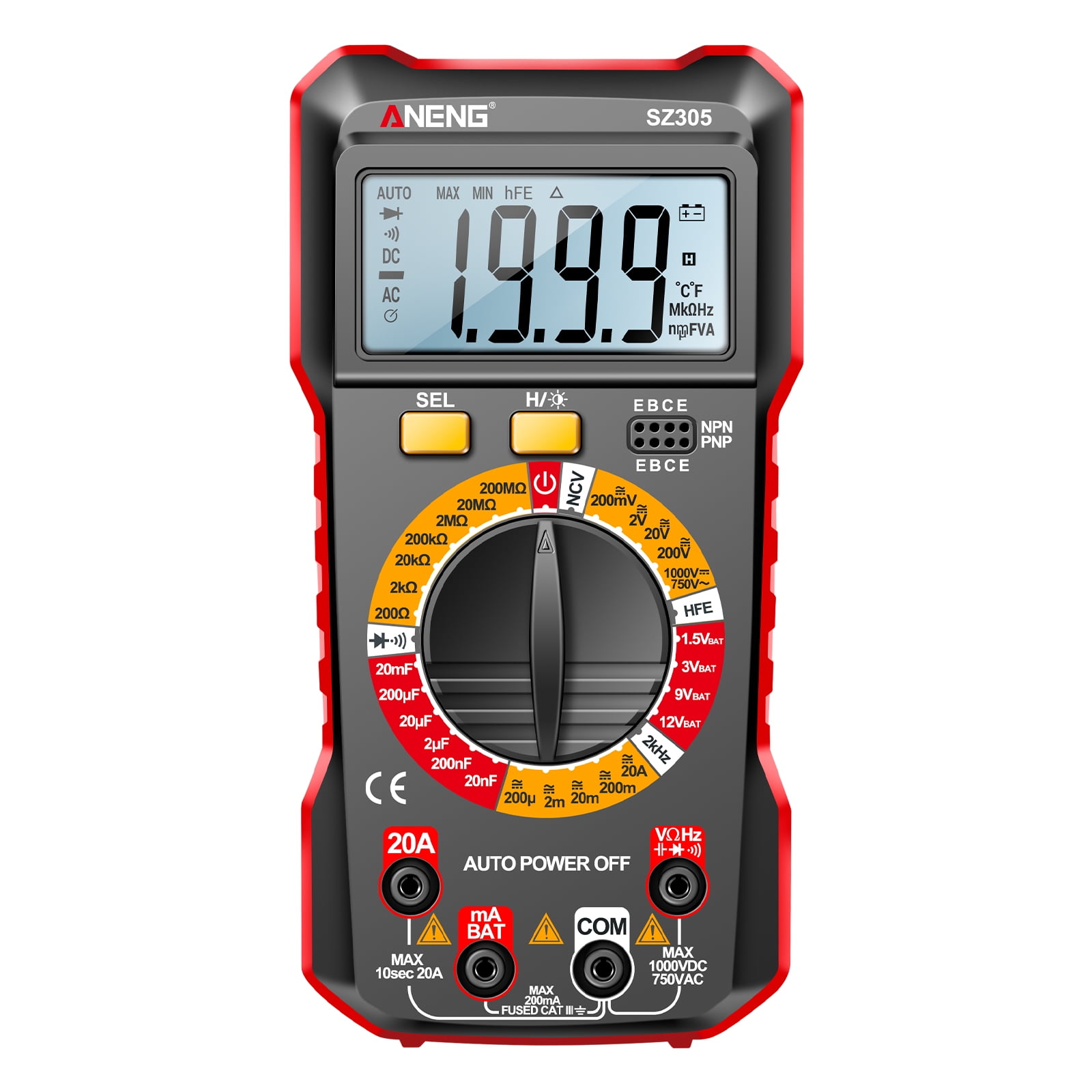 Digital Multimeter Pen Type - 6000 Counts, Measures AC/DC Voltage, Resistance, Diode, Capacitance, With Backlight & Data Hold - View #6