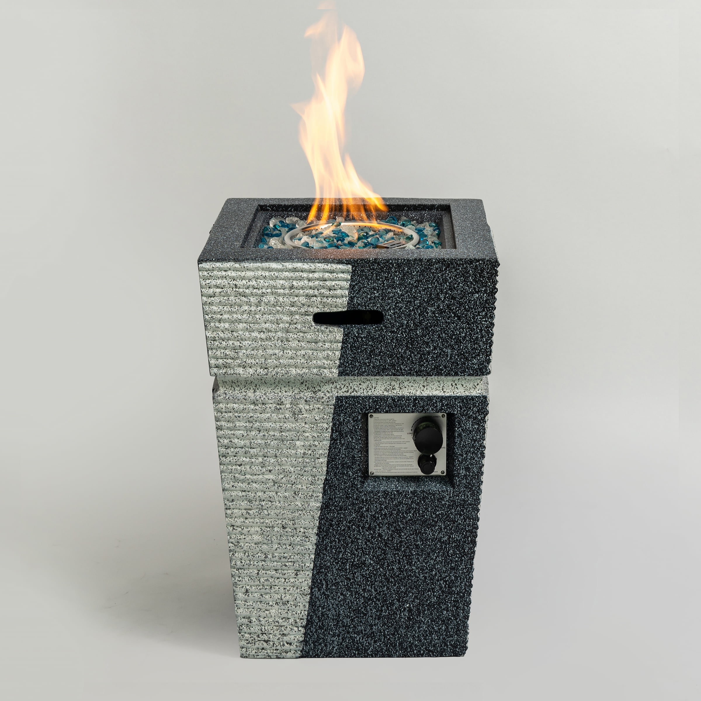 OWSOO Outdoor Concrete Fire Pit Column Propane Fire Pit Patio Gas Fire