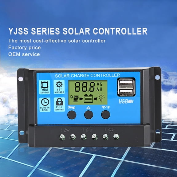 OWSOO PWM Solar Charge Controller with LCD Display for 12V/24V Solar Systems