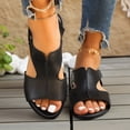 thumbnail image 1 of OWUUcdse Comfort Sandals for Women, Vacation Open Toe Non-slip Strappy Summer Shoes Black Size 37, 1 of 7