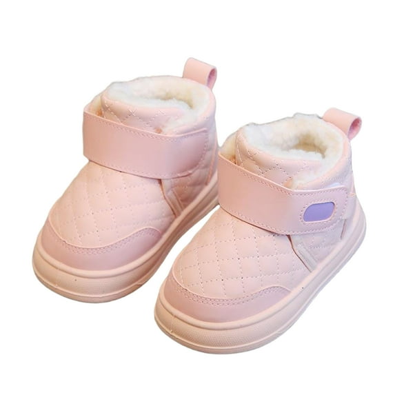 OWUUcdse Girl's Snow Boots, Non-Slip Fleece-lined Winter Thermal Shoes for Cold Weather Pink Size 8 (Little Kids)