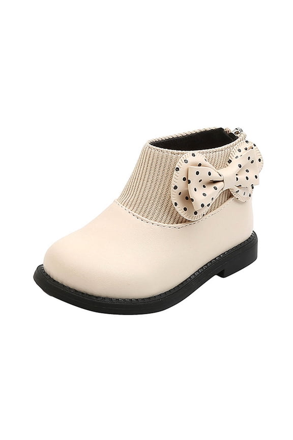 Girls Chelsea boots, Flat Soft Sole Non-Slip Thermal Riding Boots White Size 7 (Little Kids)