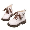 thumbnail image 1 of OWUUcdse Girls Fall Ankle Boots, Lace-Up Side Zipper Winter Non-Slip Riding Boots White Size 10 (Little Kids), 1 of 9