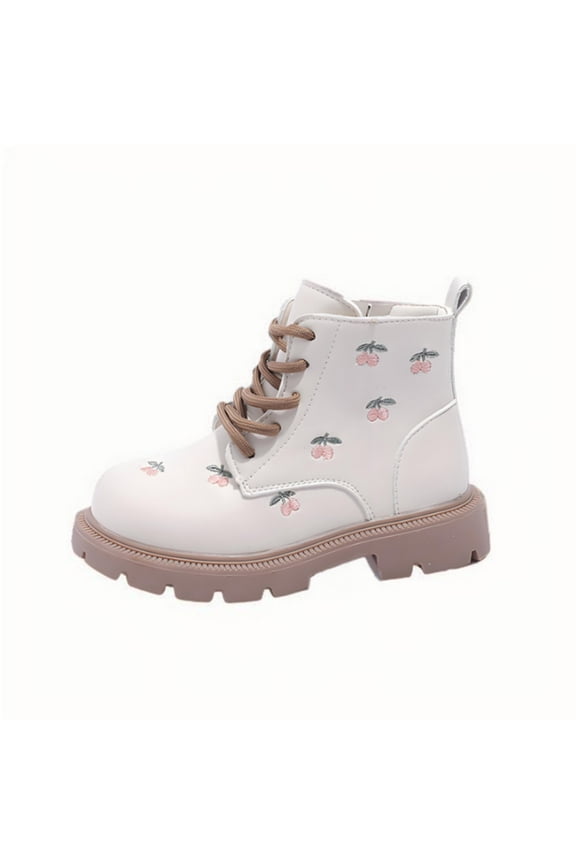 Girls Riding Boots, Non-Slip Lace-Up Thermal Side Zipper Winter Shoes Beige Size 11 (Little Kids)