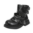 thumbnail image 1 of OWUUcdse Girls Riding Boots, Side Zipper Non-Slip Lace-Up Non-Slip Fall Booties Black Size 1 (Big Kids), 1 of 7
