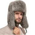 thumbnail image 1 of OWUUcdse Man's Trapper Hats, Outdoor Windproof Thermal Faux Fur Lined Winter Earflap Hats Gray Size One Size, 1 of 5