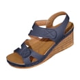 thumbnail image 1 of OWUUcdse Platform Wedge Sandals for Women, Non-slip Hook & loop Open Toe Vacation Comfort Sandals Navy Size 7, 1 of 4