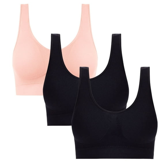 OWUUcdse Push Up Bras for Women, 3PC Everyday Wear Stretchy Seamless Non-wire Bras Watermelon Red Size 36