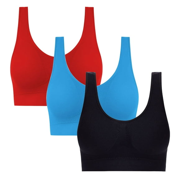 OWUUcdse Push Up Bras for Women, Stretchy 3 Pack Seamless Everyday Wear Non-wire Bras Red Size 38