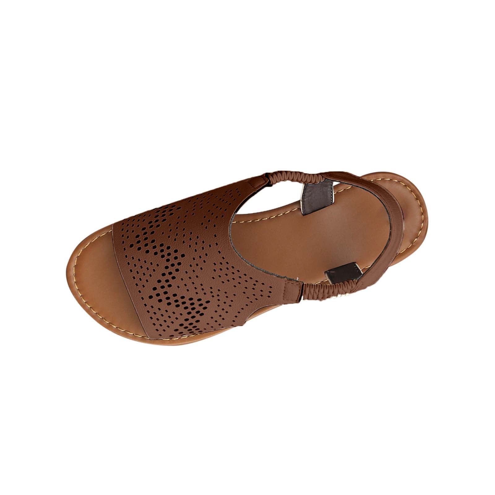 Women's Comfort Sandals, Non-slip Open Toe Beach Slip-on Flat Sandals Brown Size 38