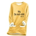thumbnail image 1 of OWUUcdse Women's Long Sleeve Tops, Thermal Fleece-lined Loose Fit Crew Neck Winter Tops with Pockets Yellow Size L, 1 of 5