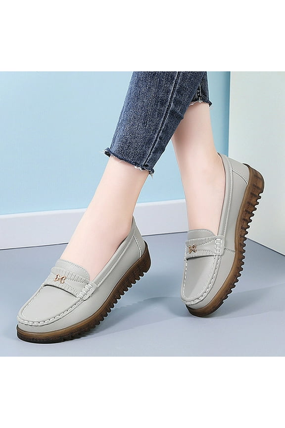 Women's Losfers, Casual Slip-on Casual Soft Sole Fall Shoes Gray Size 7