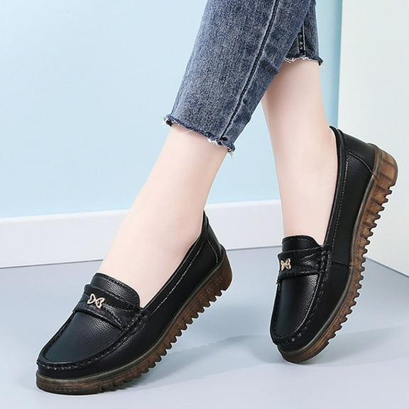 OWUUcdse Women's Losfers, Soft Sole Slip-on Casual Casual Fall Shoes Black Size 5.5