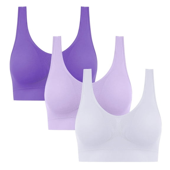 OWUUcdse Women's Push Up Bras, 3-pack Stretchy Seamless Everyday Wear Non-wire Bras Purple Size 40