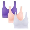 thumbnail image 1 of OWUUcdse Women's Push Up Bras, Everyday Wear 3 PC Stretchy Seamless Non-wire Bras Purple Size 46, 1 of 8
