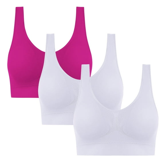 OWUUcdse Women's Push Up Bras, Everyday Wear 3PC Stretchy Seamless Non-wire Bras Hot Pink Size 40