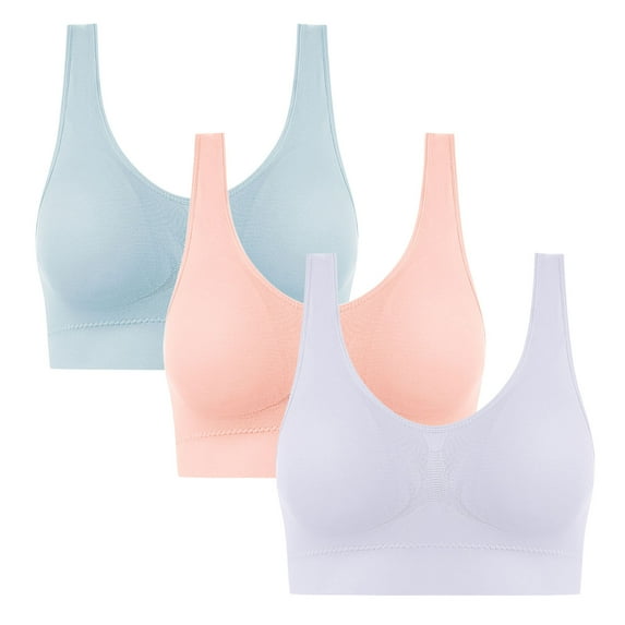 OWUUcdse Women's Push Up Bras, Everyday Wear Seamless 3 PC Stretchy Non-wire Bras Light Blue Size 36