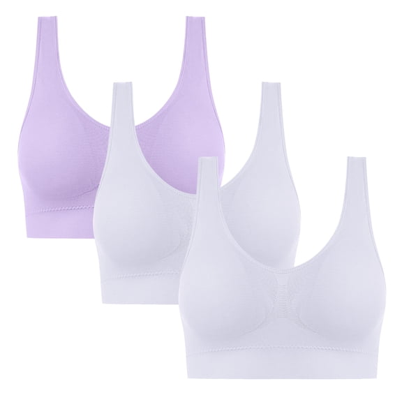 OWUUcdse Women's Push Up Bras, Everyday Wear Seamless 3PC Stretchy Non-wire Bras Purple Size 34