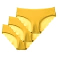 thumbnail image 1 of OWUUcdse Women's Seamless Panties, Low-rise 3PC Stretchy Casual Cheeky Underwear Yellow Size L, 1 of 4