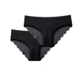 thumbnail image 1 of OWUUcdse Women's Seamless Panties, Low-rise Breathable Casual 2PC Cheeky Underwear Black Size L, 1 of 4