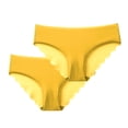 thumbnail image 1 of OWUUcdse Women's Seamless Panties, Low-rise Breathable Casual 2PC Cheeky Underwear Yellow Size M, 1 of 4