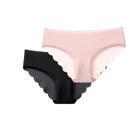 OWUUcdse Women's Seamless Panties, Low-rise No Show Casual 2PC Cheeky Underwear Pink Size S
