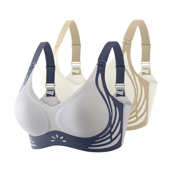 OWUUcdse Women's Support Bras, Seamless Everyday Wear Stretchy 2-pack Underwear for Women Light Blue Size 40