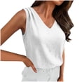 thumbnail image 1 of OWUUcdse Women's Tank Tops, Casual Stretchy V-neck Sleeveless Women's Summer Tops White Size S, 1 of 5